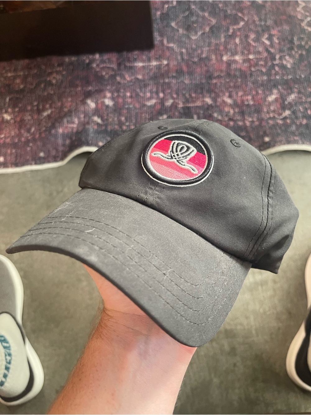 Black Baseball Cap with Pink Logo - Unbranded
